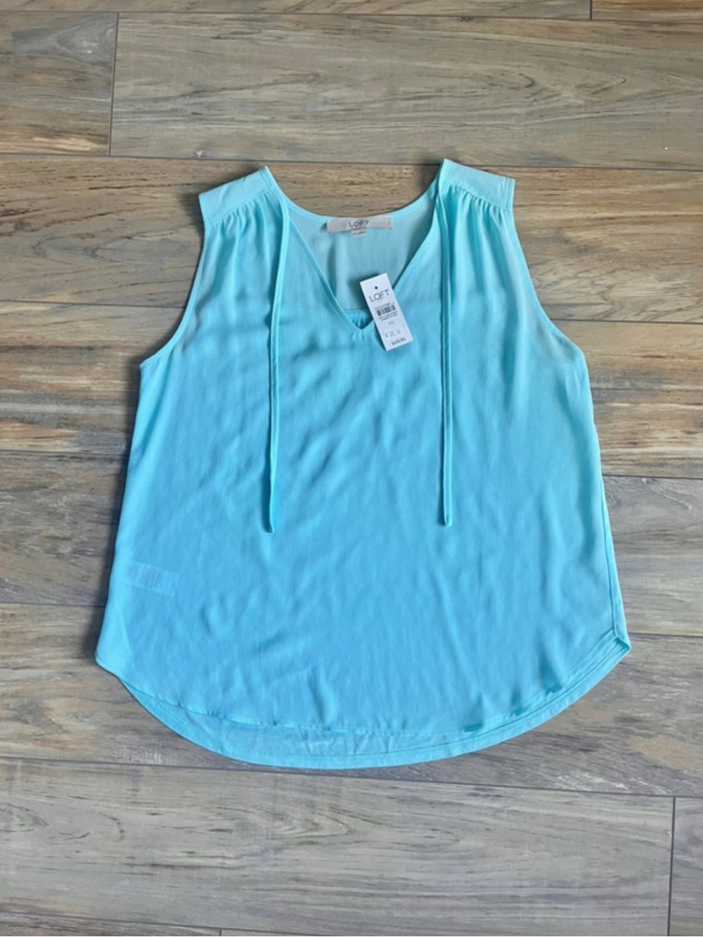 NWT LOFT Light Aqua V-Neck Tie-Detail Sleeveless Camisole
